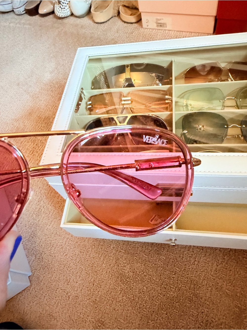 Versace Sunglasses Pink Transparent NWT - Picture 8 of 9